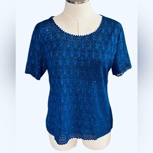 Chic Sapphire Lace Blouse
